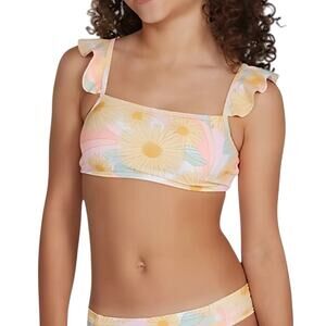 Billabong Bralette Bikini Top Ruffle Straps Square Neck Floral Multicolor G 10